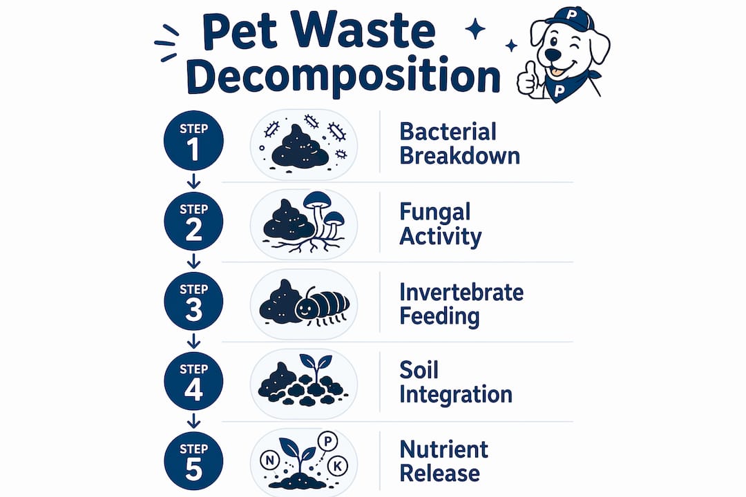 Infographic illustrating pet waste decomposition stages
