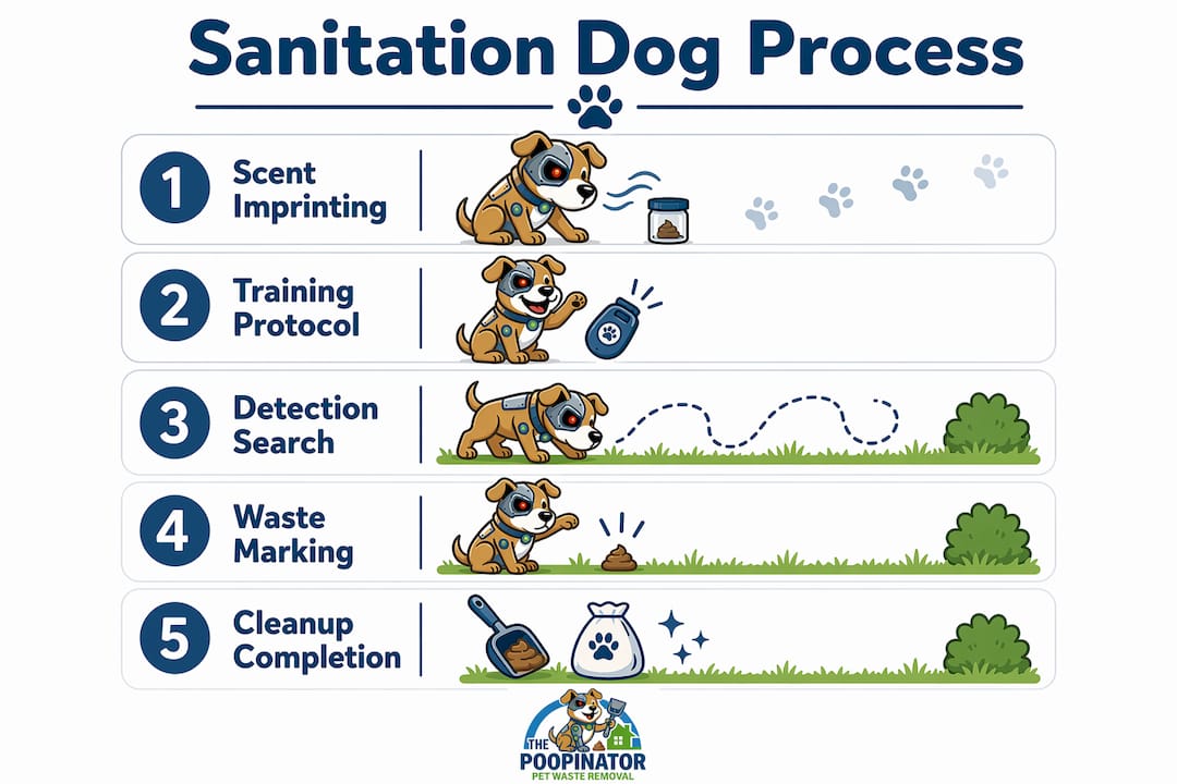 Infographic detailing yard sanitation dog detection steps