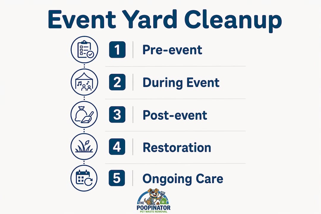 Infographic showing event yard cleanup stages