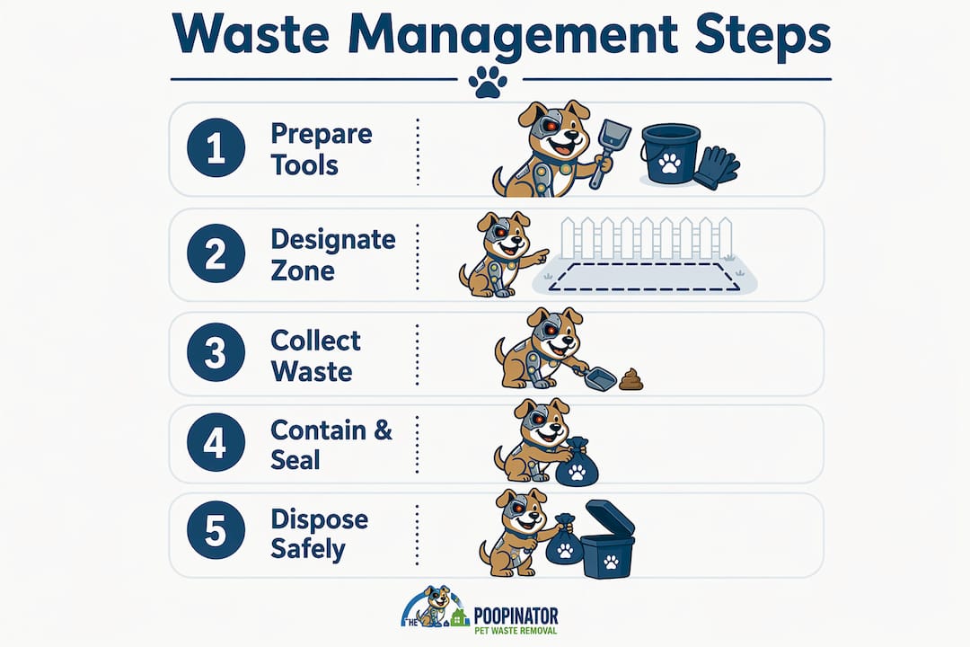 Infographic illustrating dog waste management steps