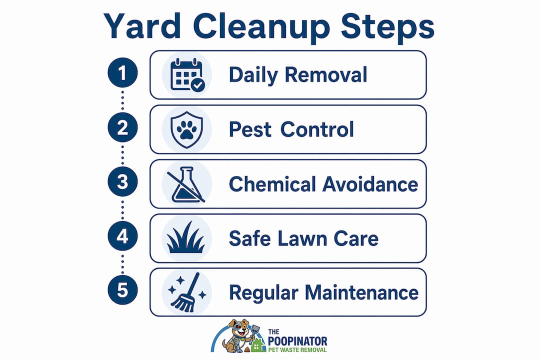 Infographic showing stepwise yard cleanup process