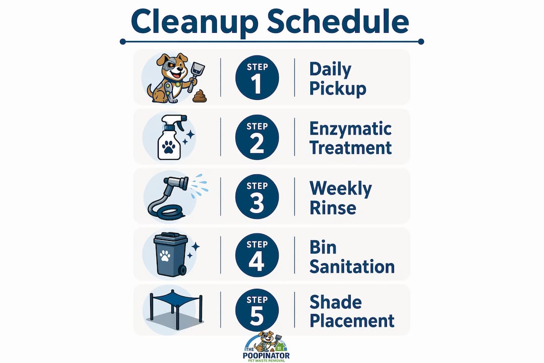 Infographic showing dog waste cleanup steps