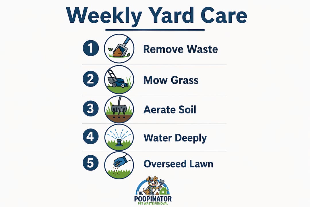 Infographic outlining weekly yard upkeep steps