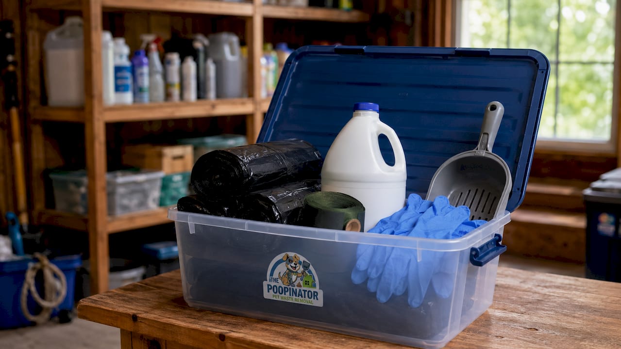 Organized pet sanitation kit for hurricane cleanup