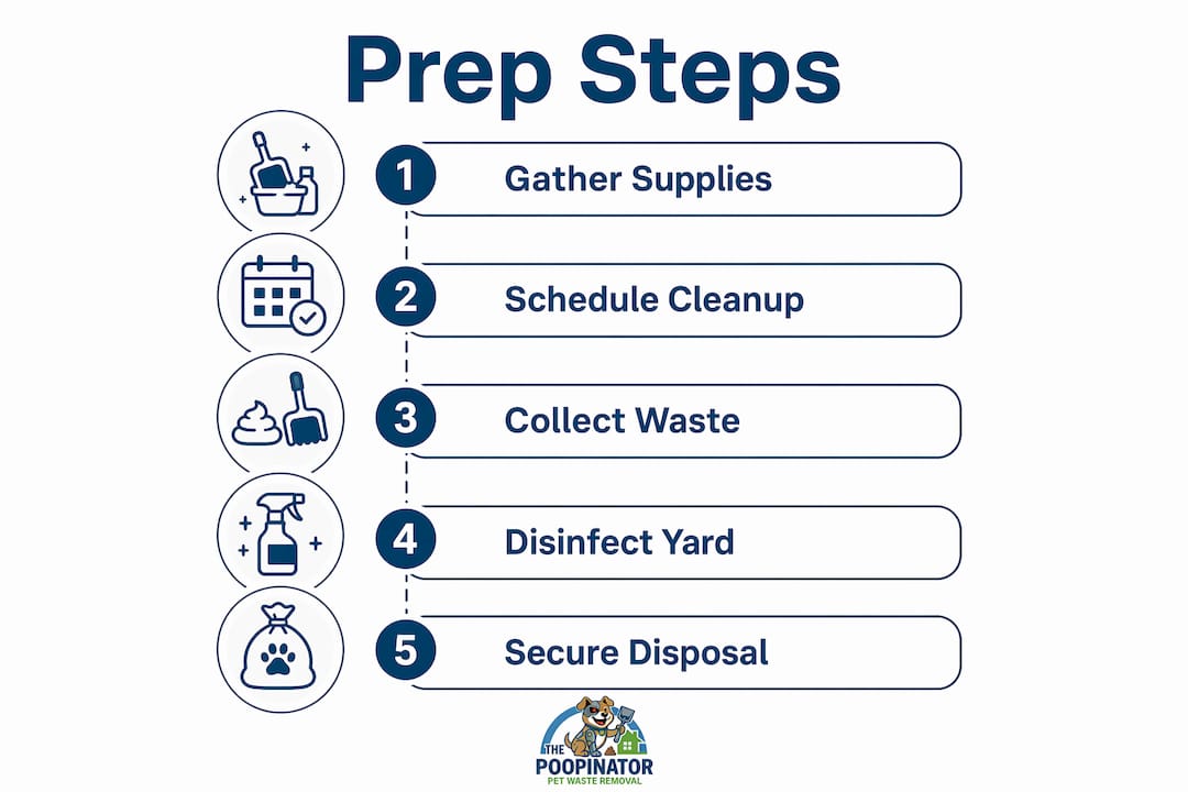 Infographic showing hurricane pet waste cleanup steps