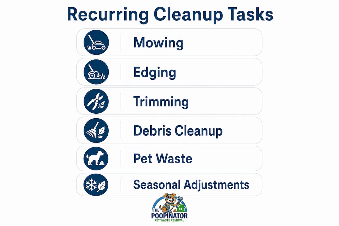 Infographic outlining recurring yard cleanup tasks