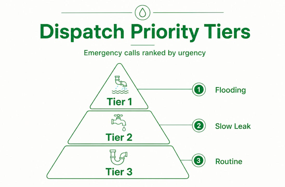 Infographic showing plumbing dispatch tier system
