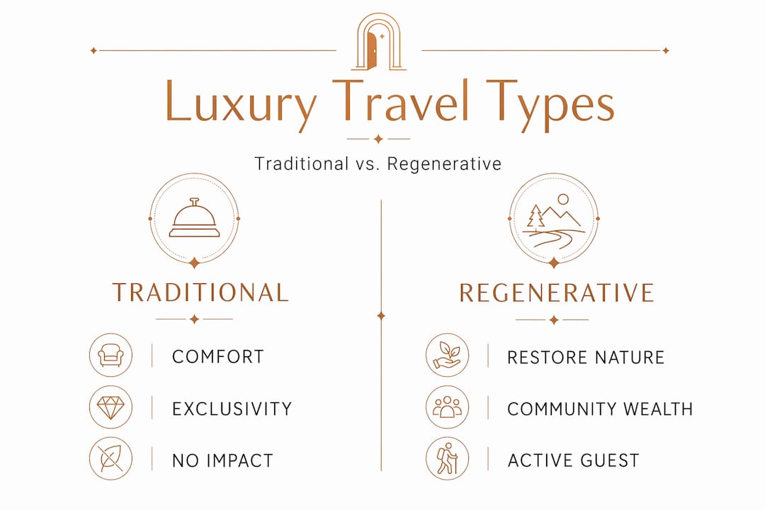 Infographic comparing traditional and regenerative luxury travel