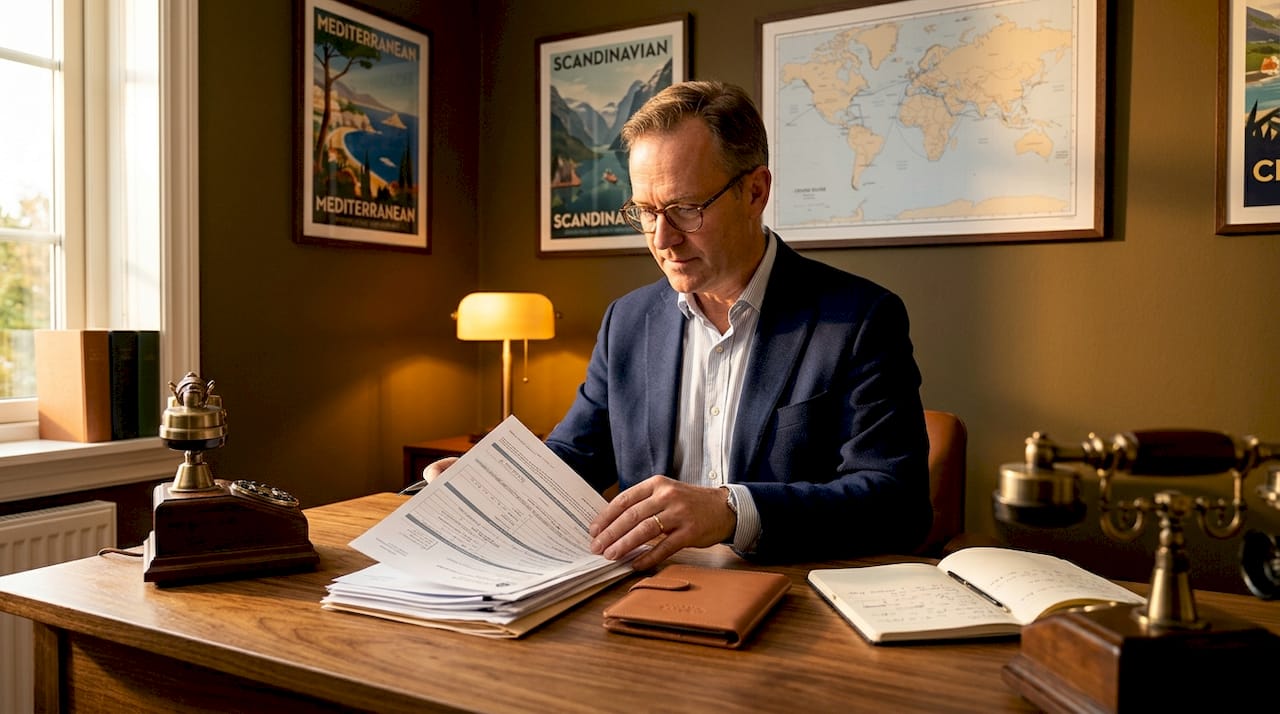 Agent organizing cruise travel documents and visas