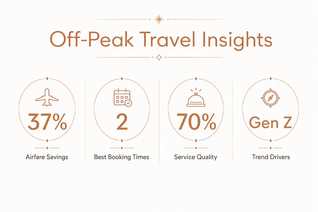 Infographic showing key statistics and trends for off-peak luxury travel