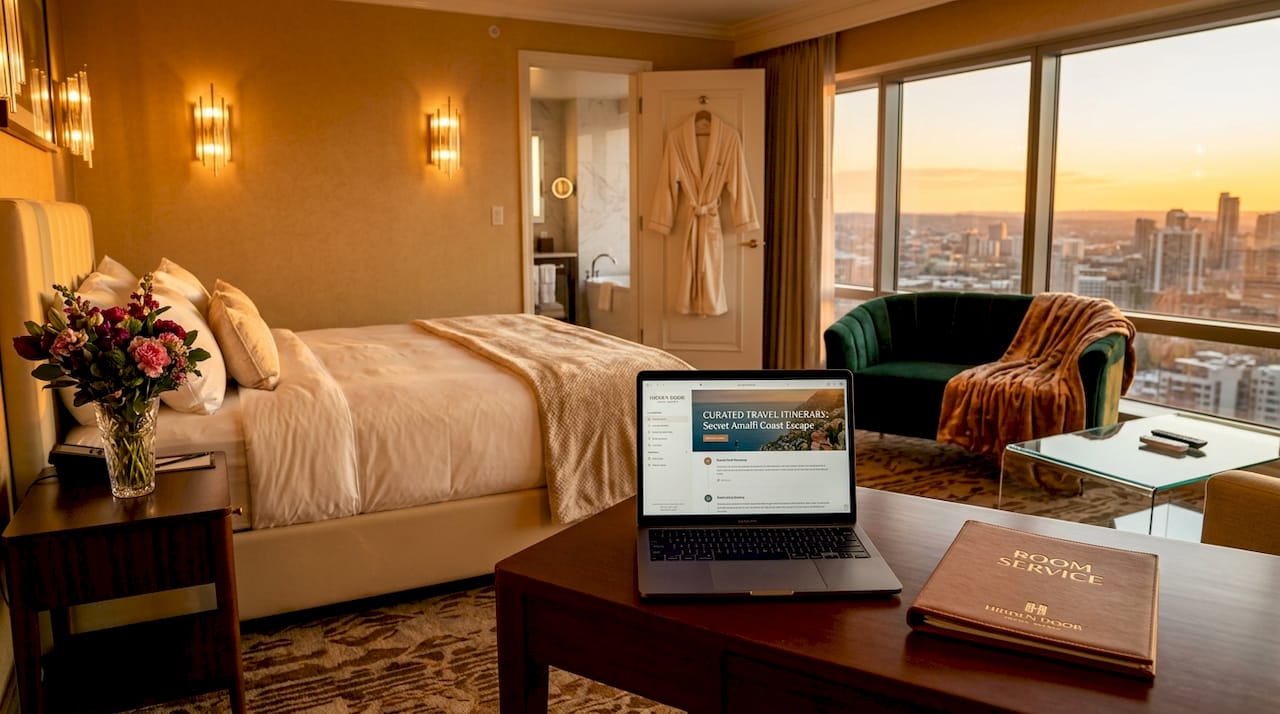 Luxurious hotel suite with premium amenities