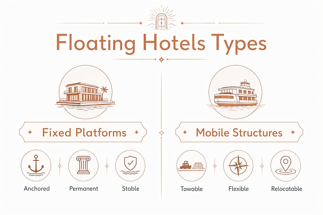 Infographic comparing floating hotel structures