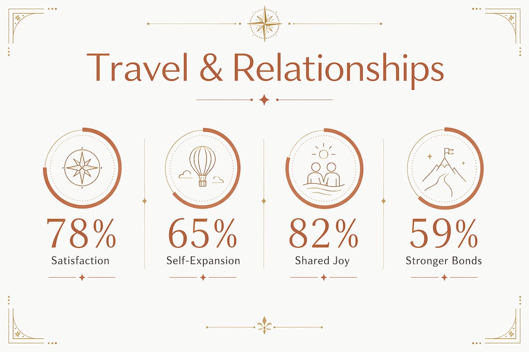 Infographic showing key statistics on travel and relationship satisfaction