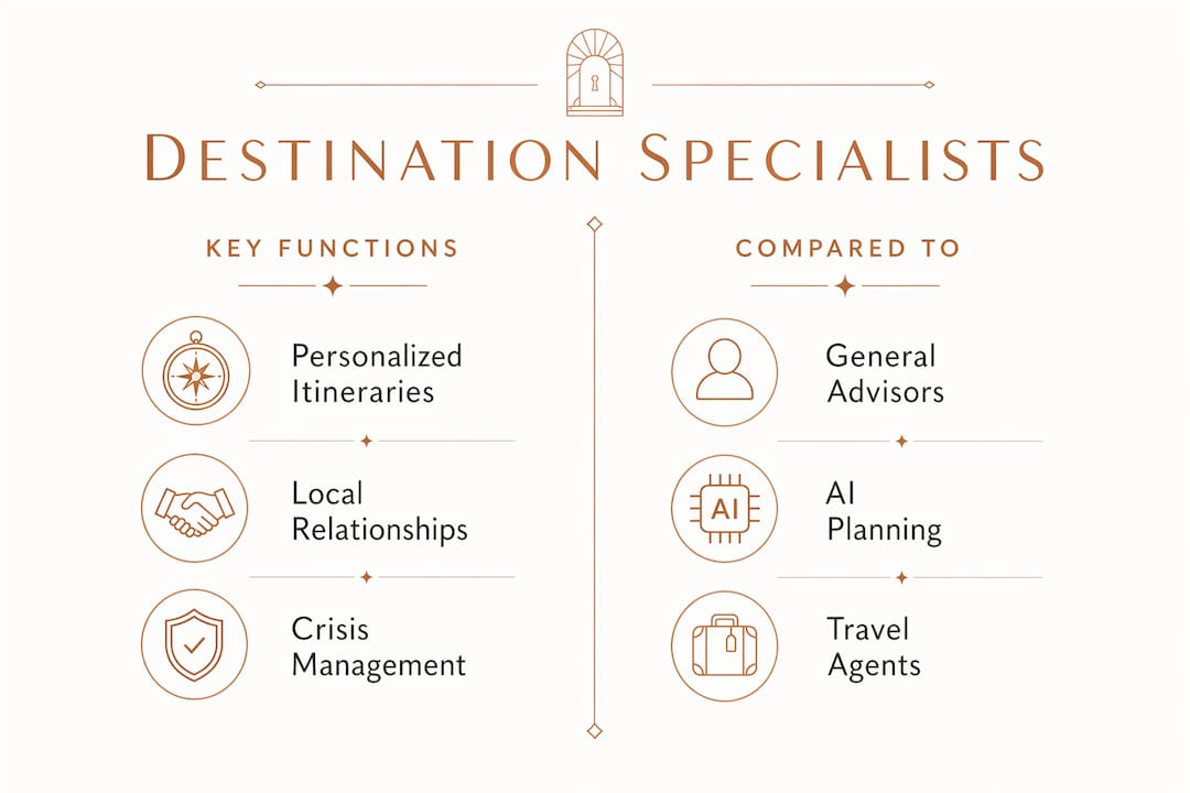 Infographic comparing destination specialists functions and roles