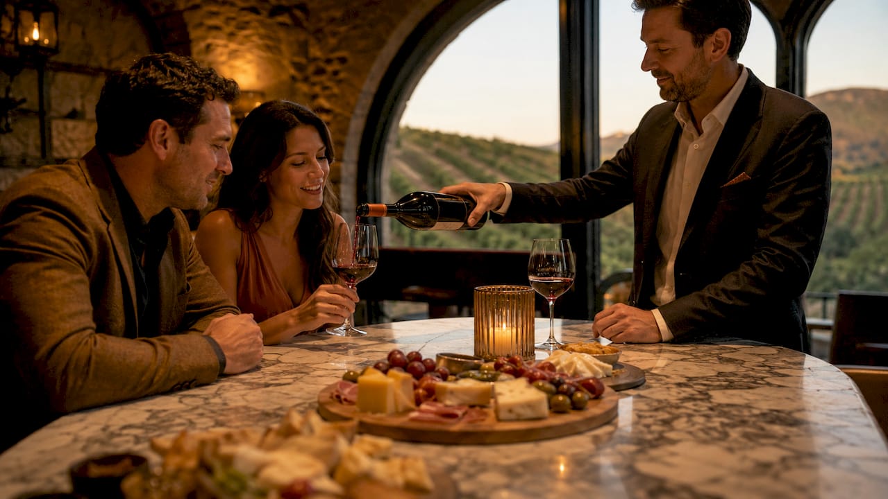 Small group wine tasting in vineyard room