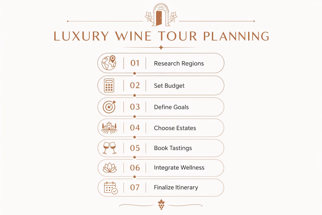 Infographic showing steps for planning luxury wine tour