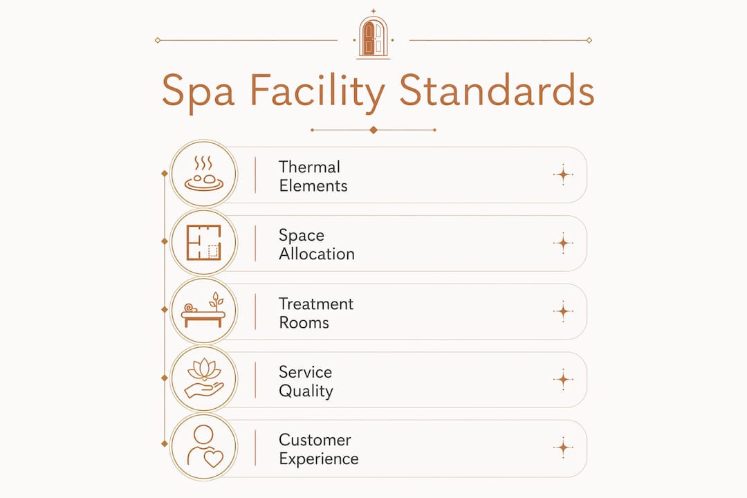 Infographic presenting key luxury spa facility standards