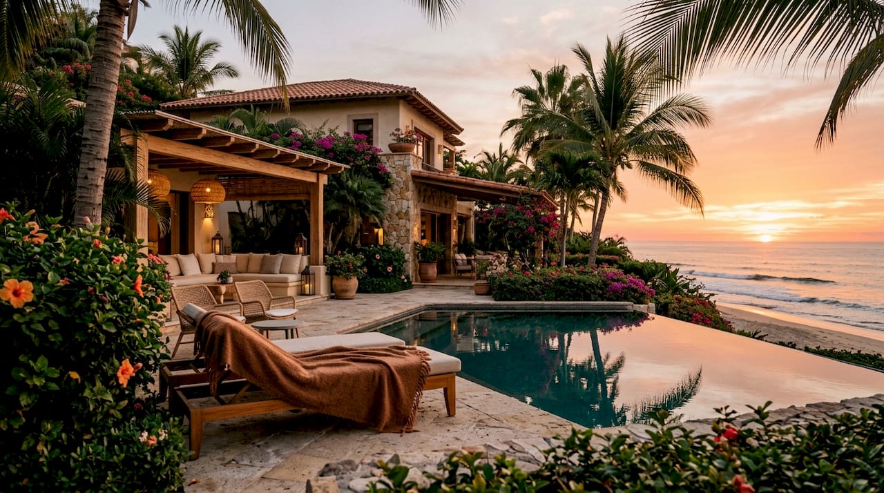 Luxury beachfront villa with pool
