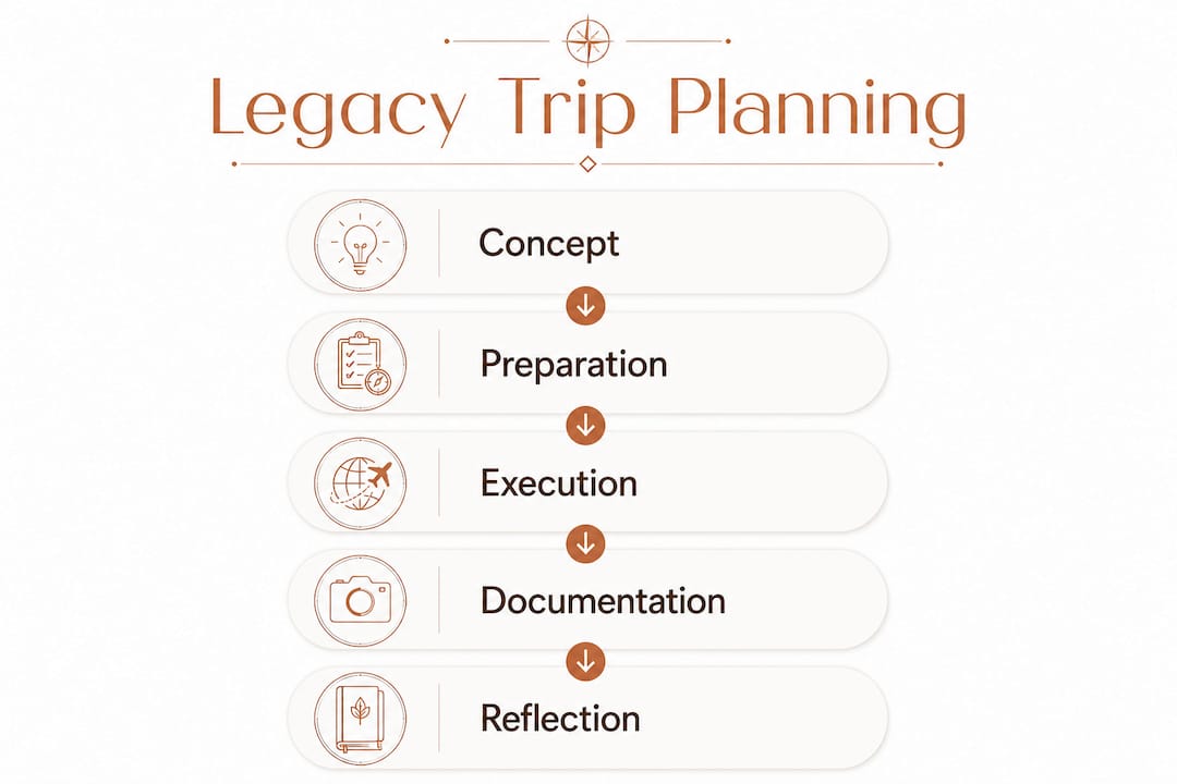 Infographic outlining legacy trip planning steps