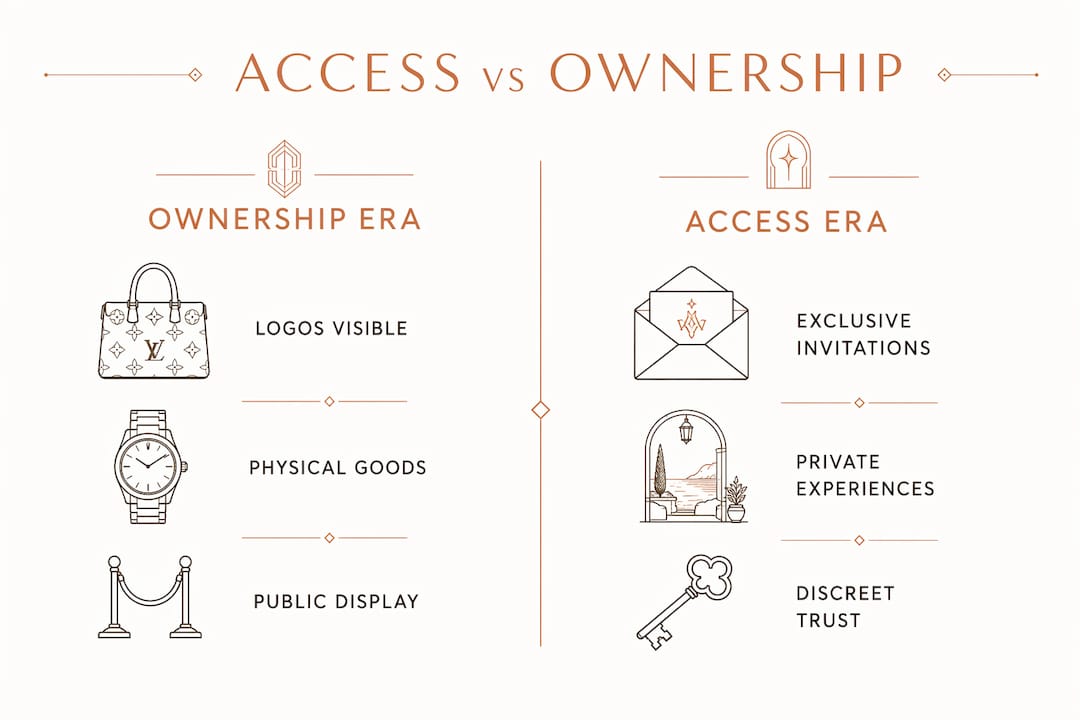 Infographic comparing ownership and access luxury eras
