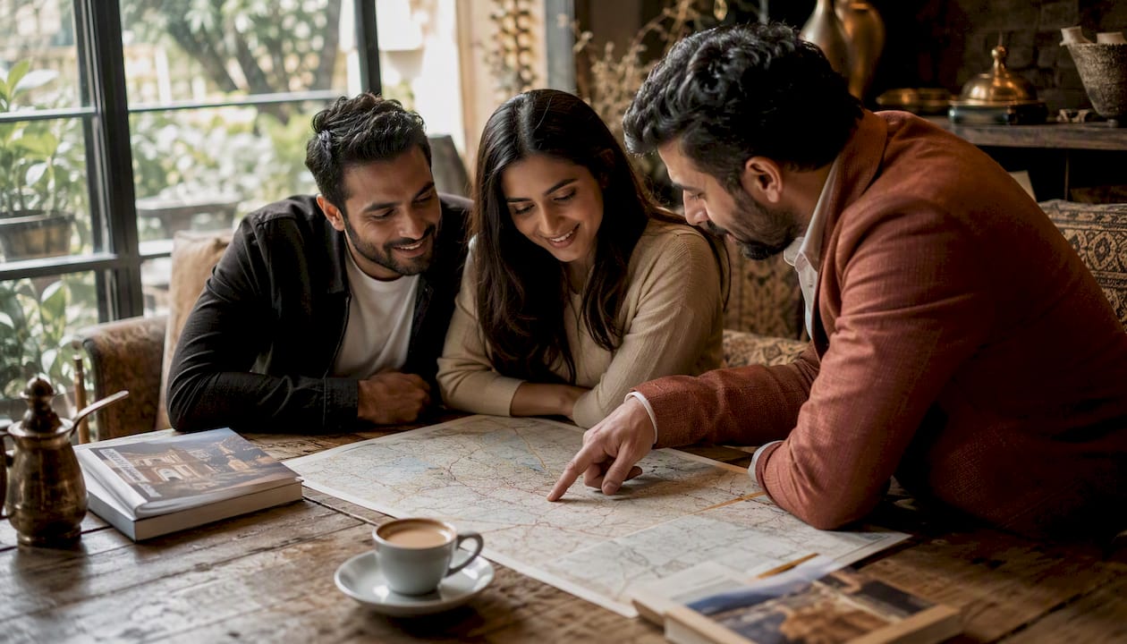 Couple planning Golden Triangle tour with agent