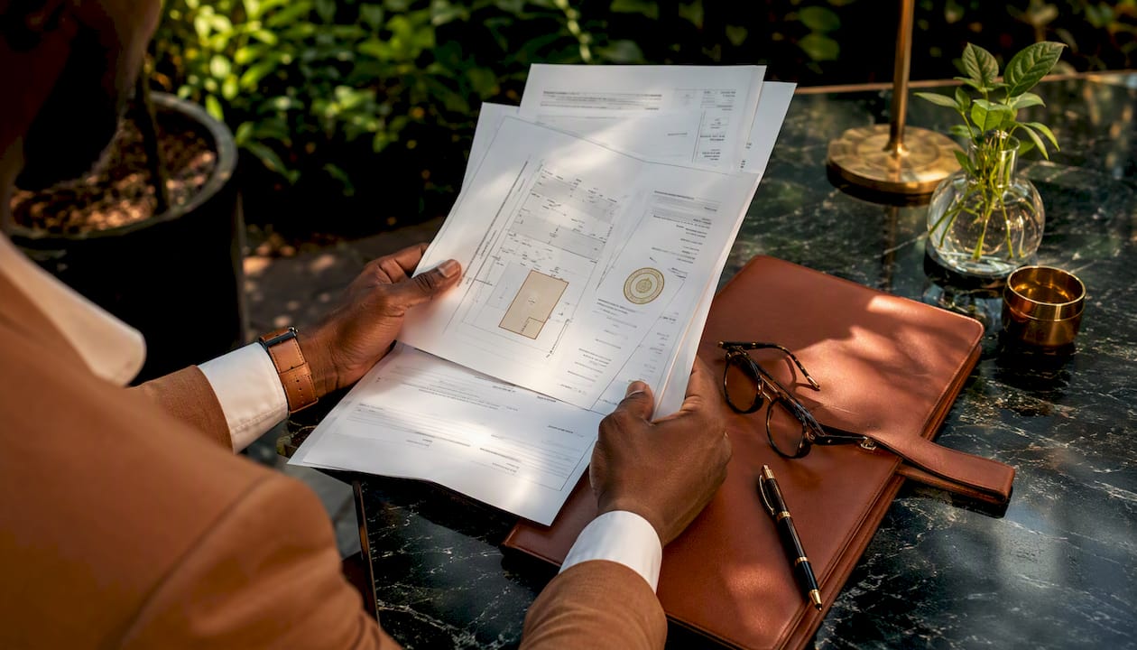 Hands holding island ownership and permit documents