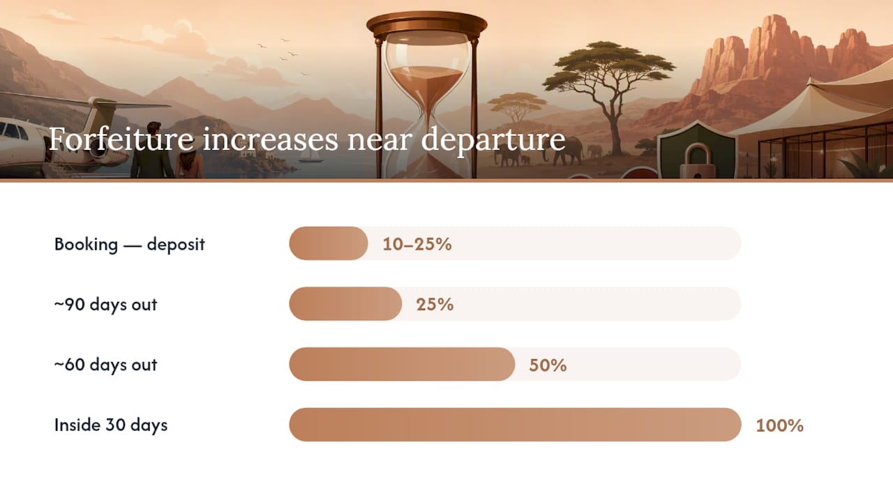Trip cancellation penalties timeline diagram