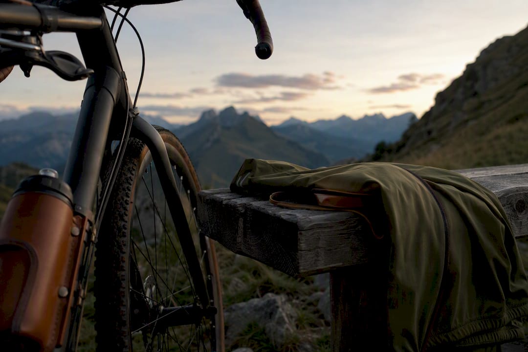 Bike resting at mountain vista during guided trip