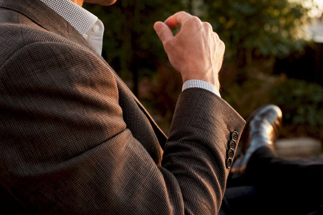 Close-up of smart casual menswear details
