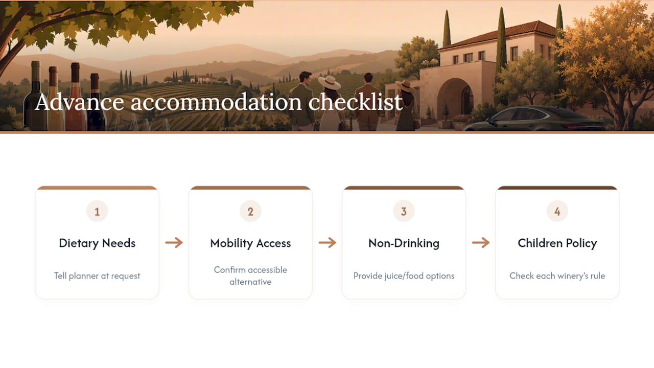 Four private tasting accommodation considerations