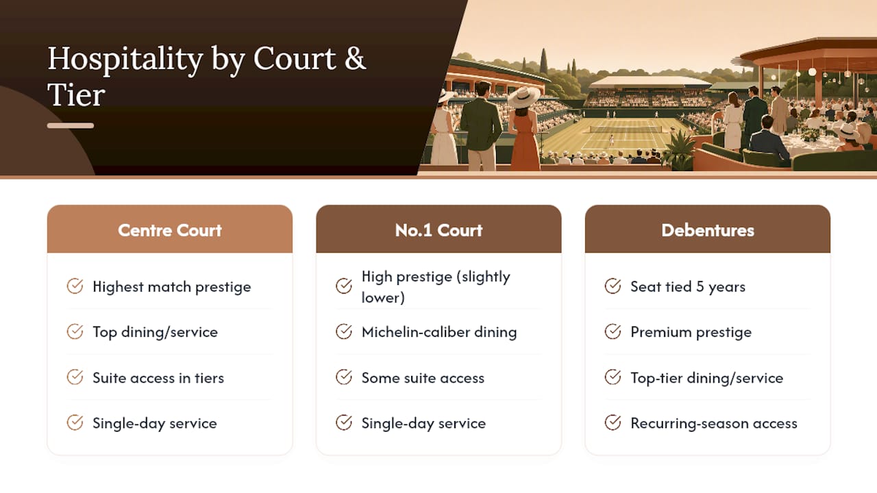Comparison of Wimbledon hospitality tiers