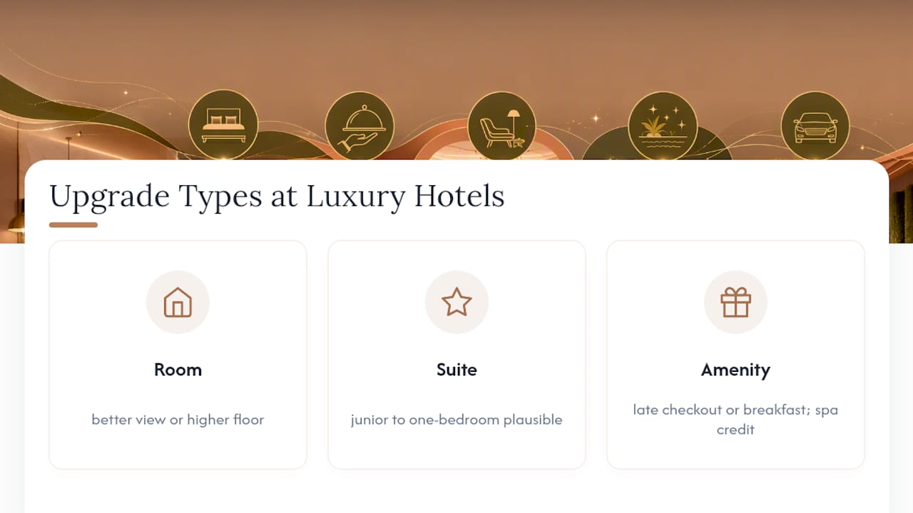 Three categories of luxury hotel upgrades