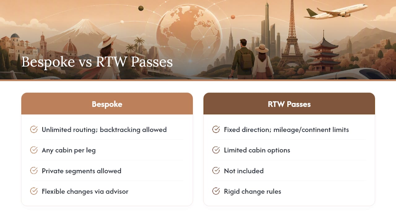 Bespoke itineraries versus airline RTW passes