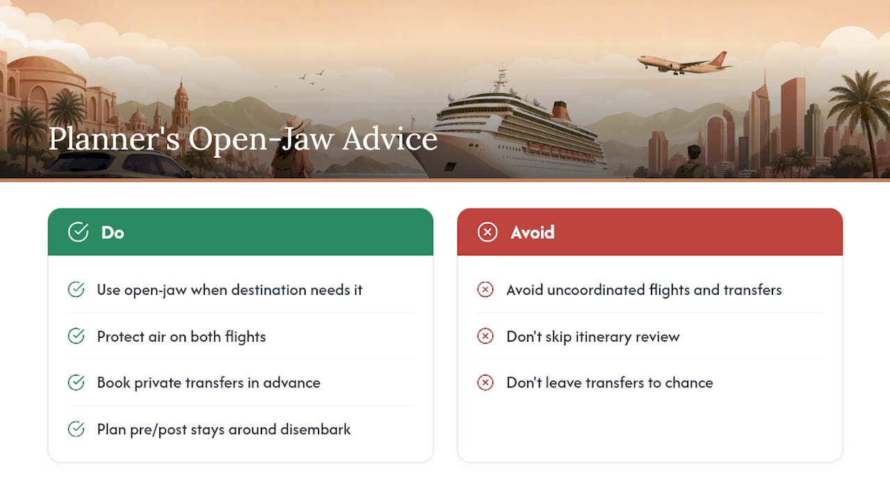 Hidden Door Travel's Perspective: When We Recommend Open-Jaw Itineraries — overview diagram