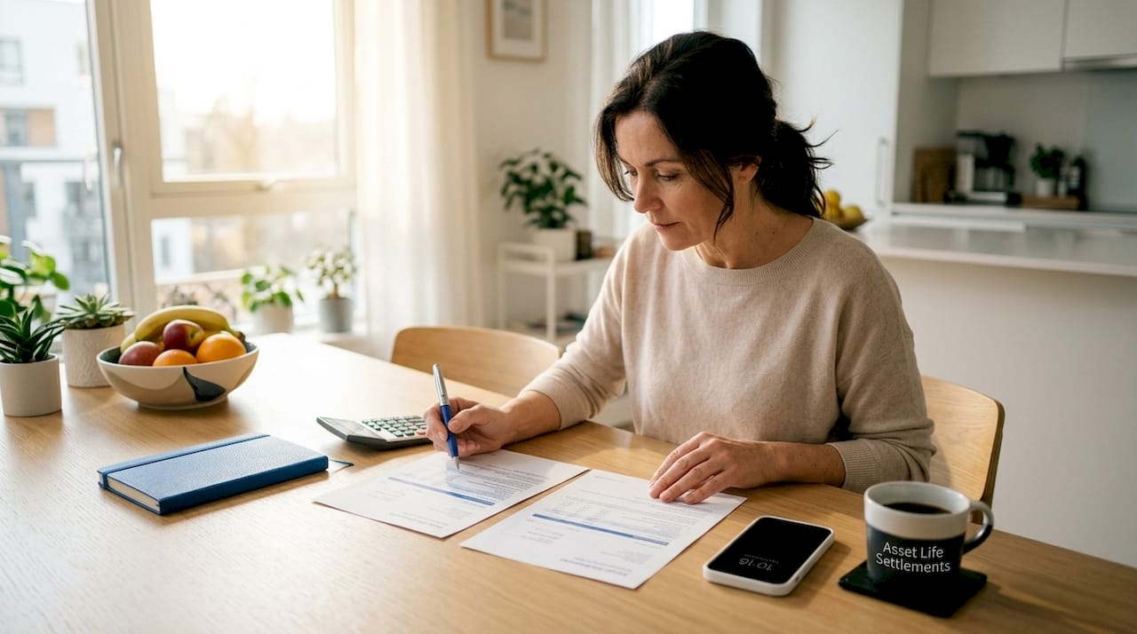 Woman comparing two insurance statements