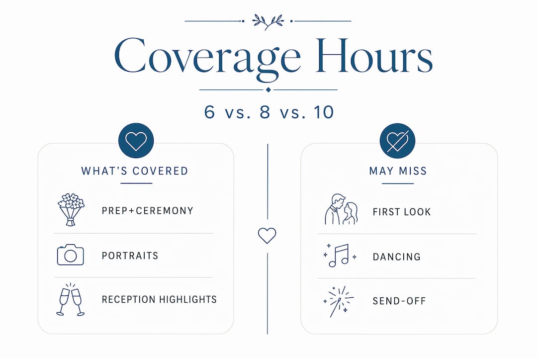 Infographic comparing wedding coverage hours