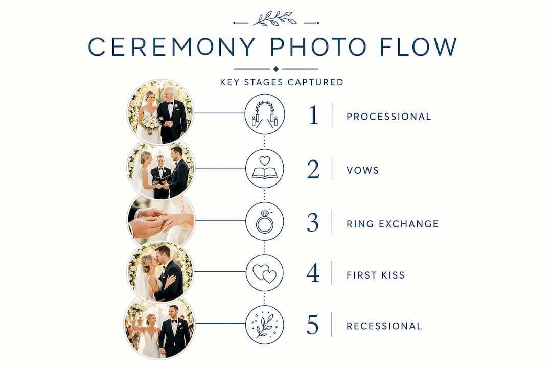 Infographic of key wedding ceremony photo moments