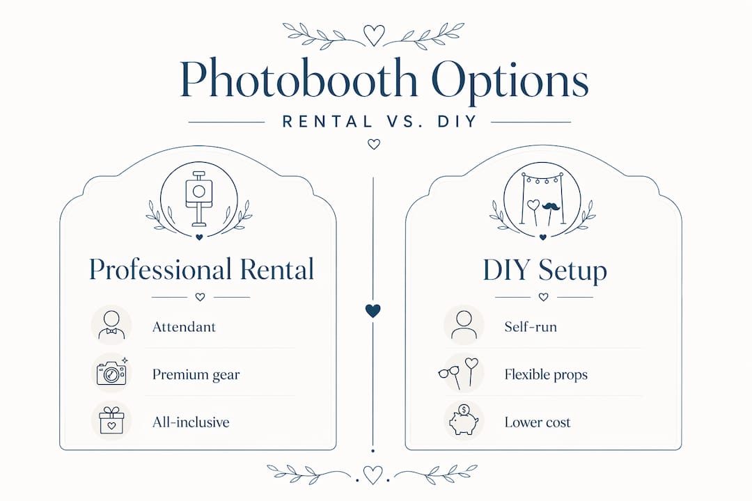 Infographic comparing rental and DIY photobooths