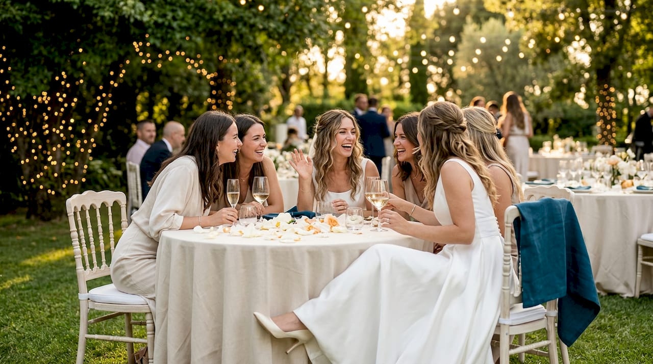 Bride laughing candidly during reception