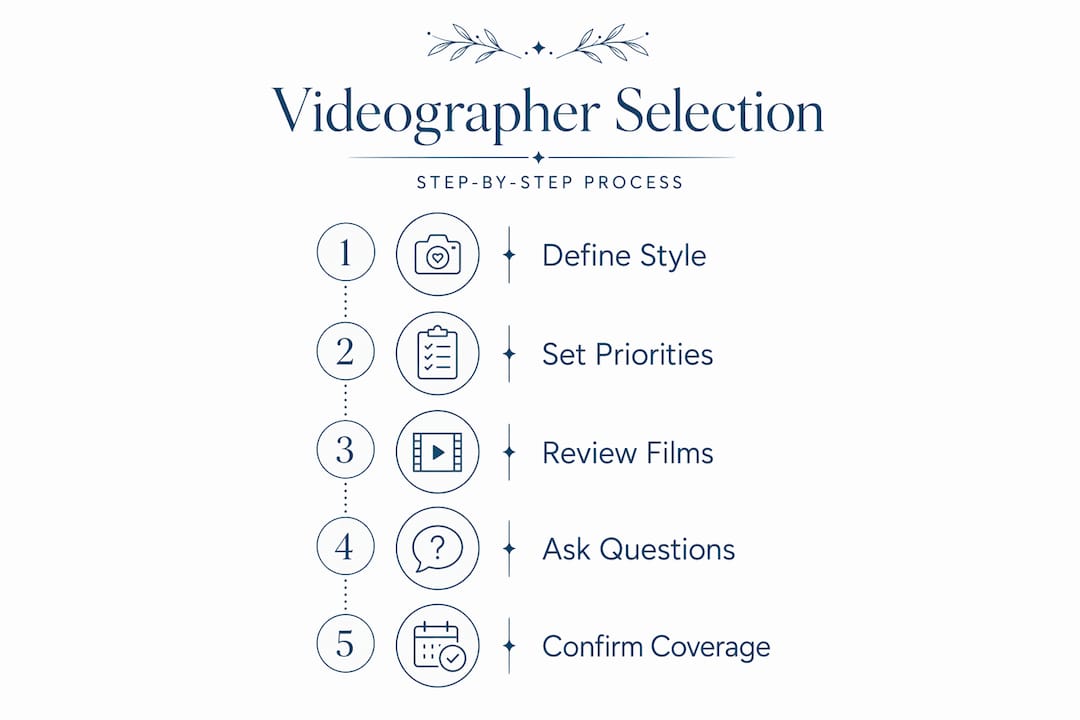 Infographic of key steps to choose videographer
