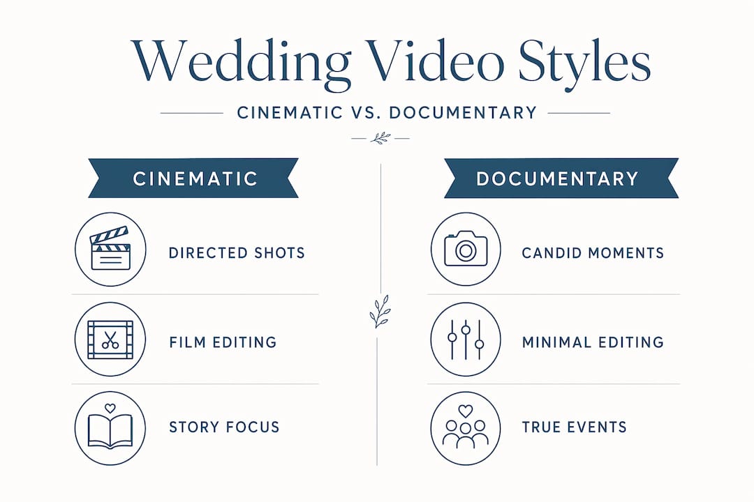 Infographic comparing wedding video styles