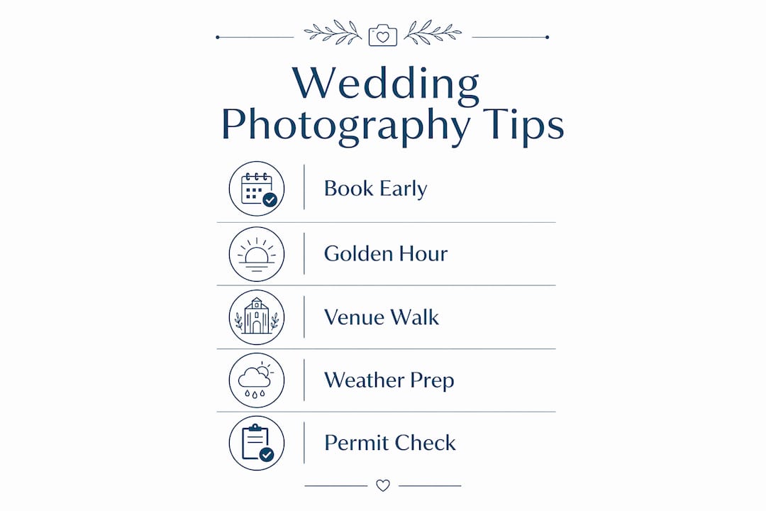 Infographic outlining Florida spring wedding photography tips