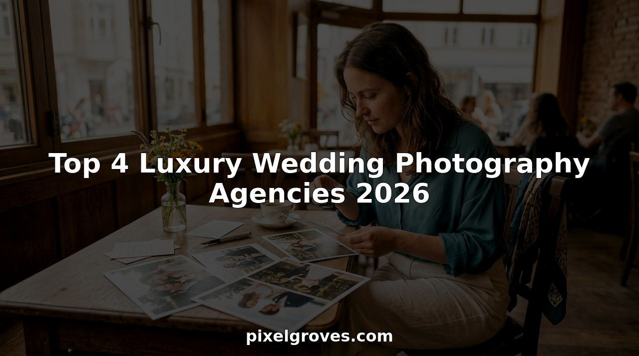 Photographer reviewing luxury wedding album proofs