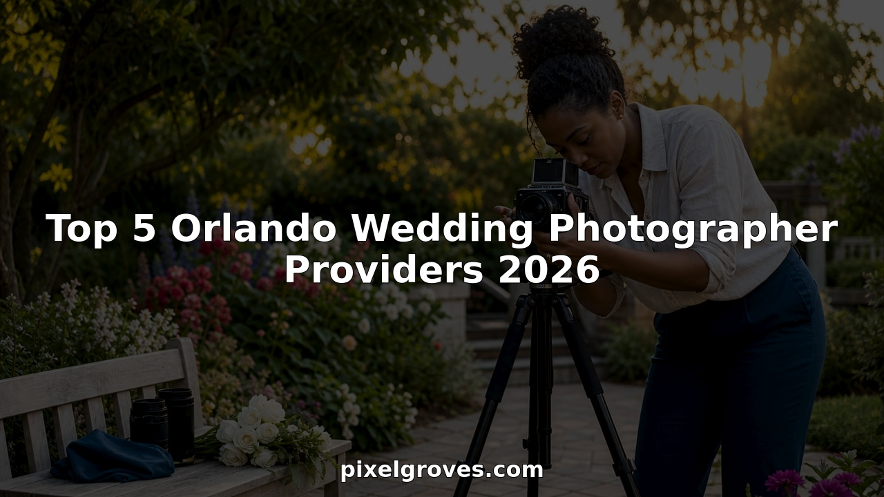 Female wedding photographer setting up camera in studio