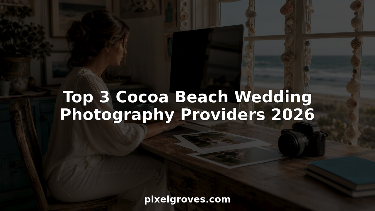 Photographer editing wedding photos in beach studio