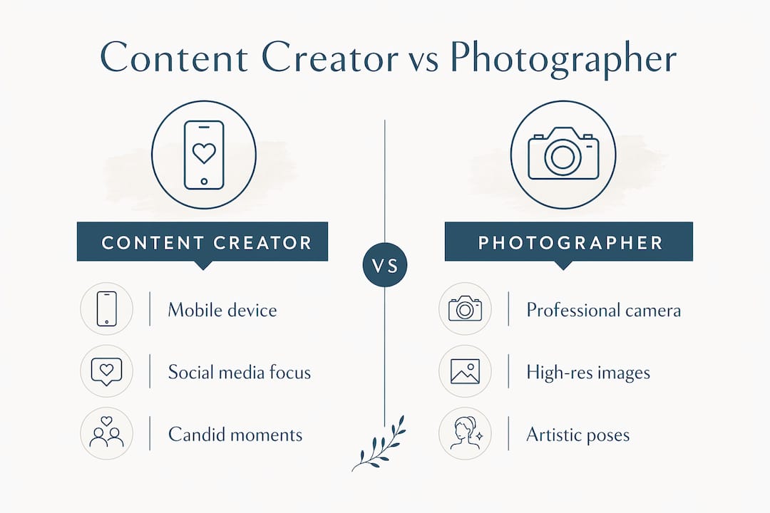 Infographic comparing content creator and photographer roles