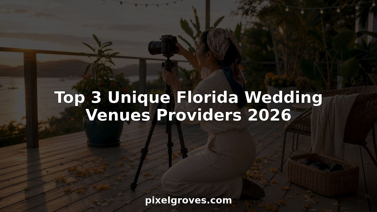 Photographer preparing camera at outdoor Florida wedding venue