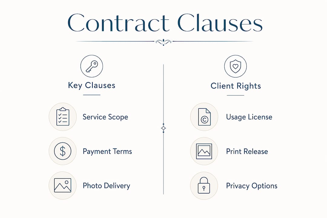 Infographic showing key clauses and client rights