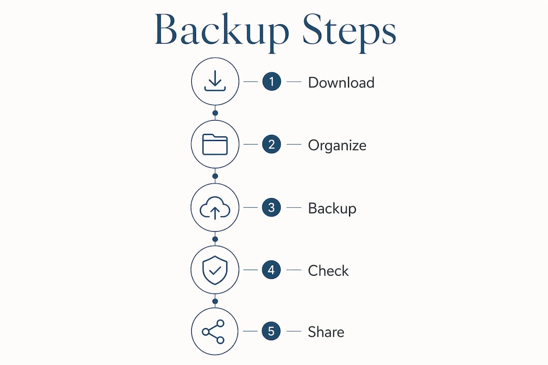 Infographic illustrating photo backup steps