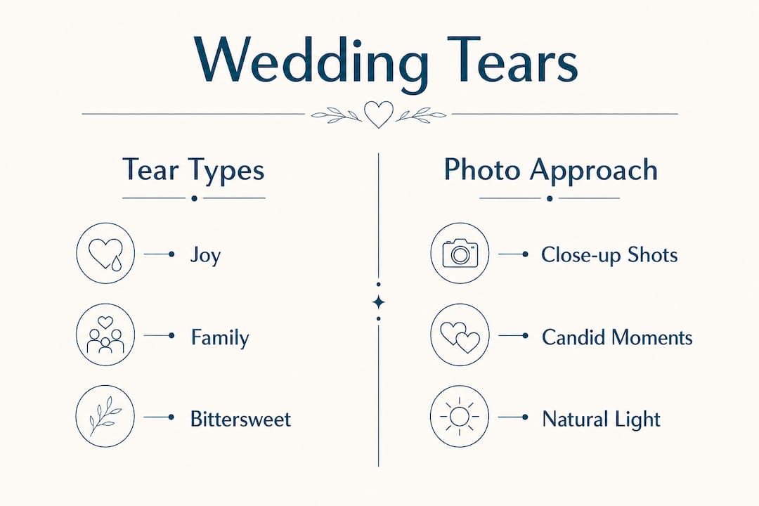 Infographic contrasting wedding tear types and photography